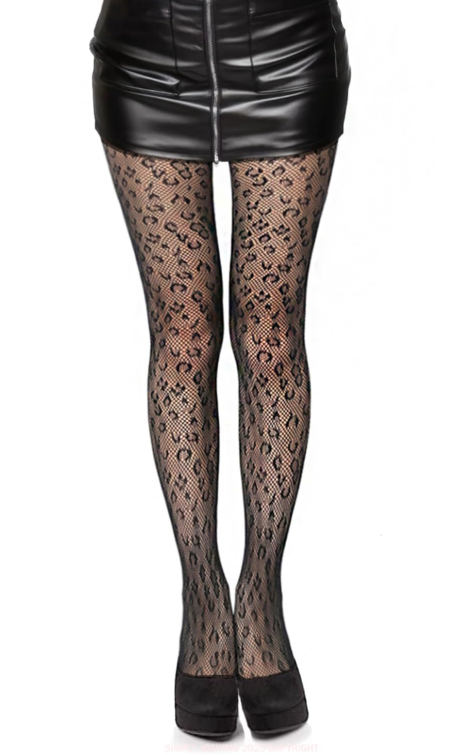Simply Joshimo Women's Leopard Print Black Patterned Fishnet Net Tights/ Fashion Pattern Pantyhose