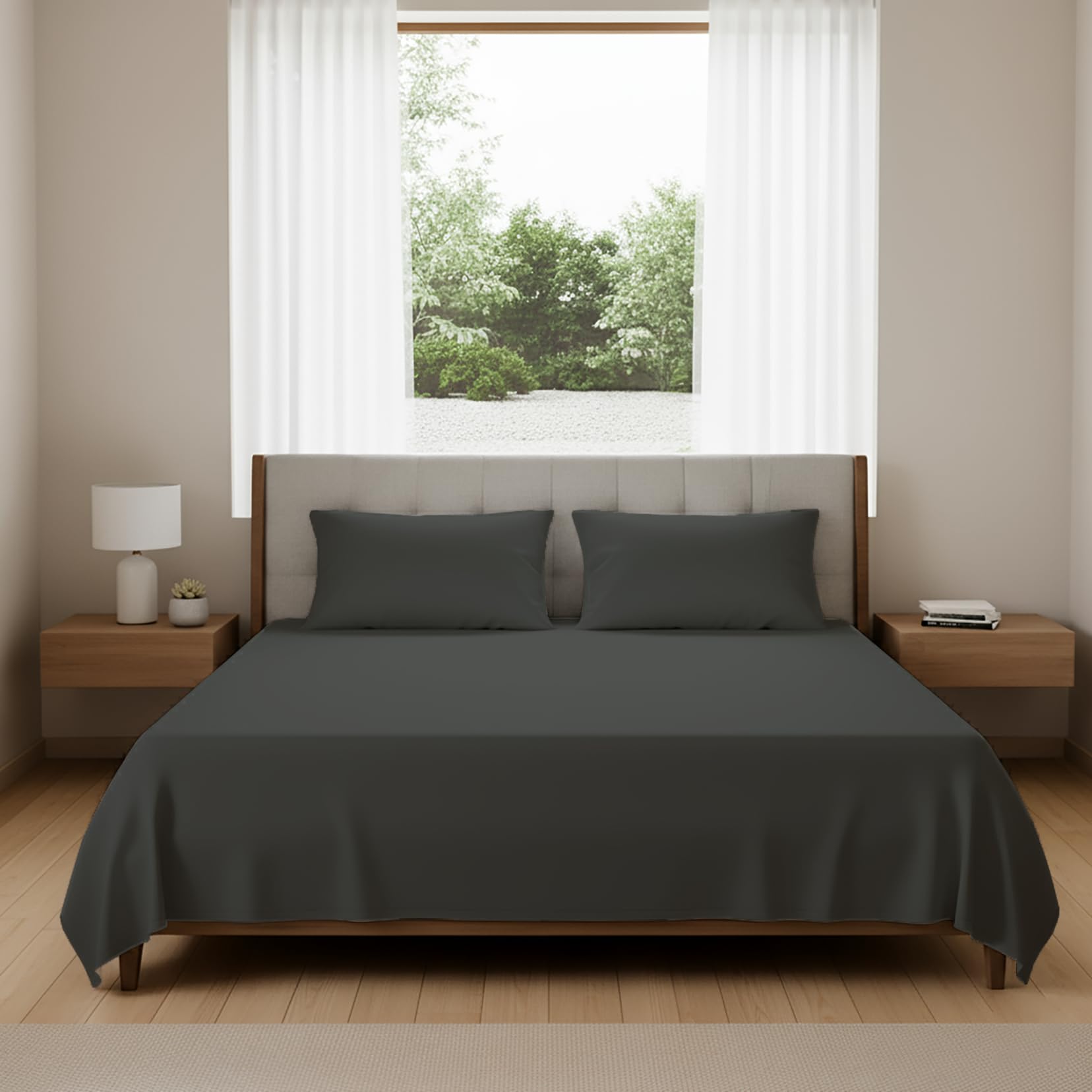 Double Flat Sheet 400 Thread Count Egyptian Cotton, Ultra-Soft & Durable Quality, Breathable Easy Care, Double Bed Size: 230 x 250 cm