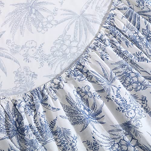 Tommy Bahama - King Size Sheets Set, Crisp & Tailored Cooling Sheets with a Smooth Cotton Percale Lightweight Feel - Bed Sheets with Matching Pillowcases & Fitted Sheet (Pen and Ink Palm Blue) - Image 3