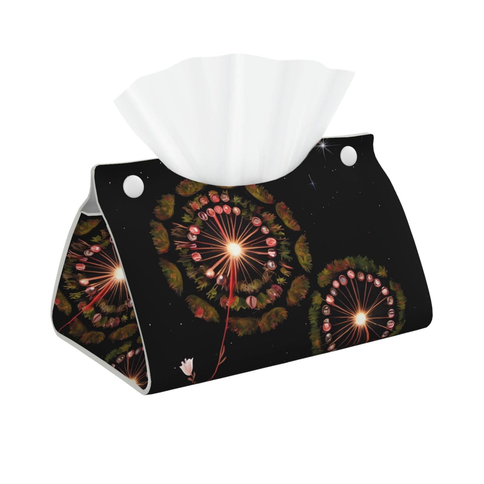Starry Dandelion Rectangular Leather Tissue Box Cover, Folding Facial Tissue Holder Dispenser for Car