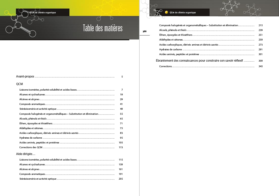 QCM de chimie organique: 1er cycle des études médicales