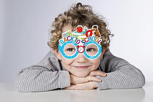 Miniatura 7 de Threetols 12 piezas de accesorios para fotos de regreso a clases para el primer día de escuela, coloridos marcos de anteojos ABC para regreso a la