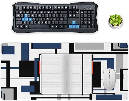 Miniatura 4 de Alfombrilla de mouse moderna impermeable para juegos, arte abstracto, geométrico, a cuadros, mediados del centro, para mouse inalámbrico,