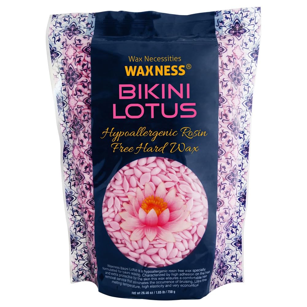 Waxness Bikini Lotus Hard Wax Beads 1.65 lb (750 g) – Rosin-Free Stripless Wax for Bikini and Sensitive Areas, Professional Use – Made in Italy