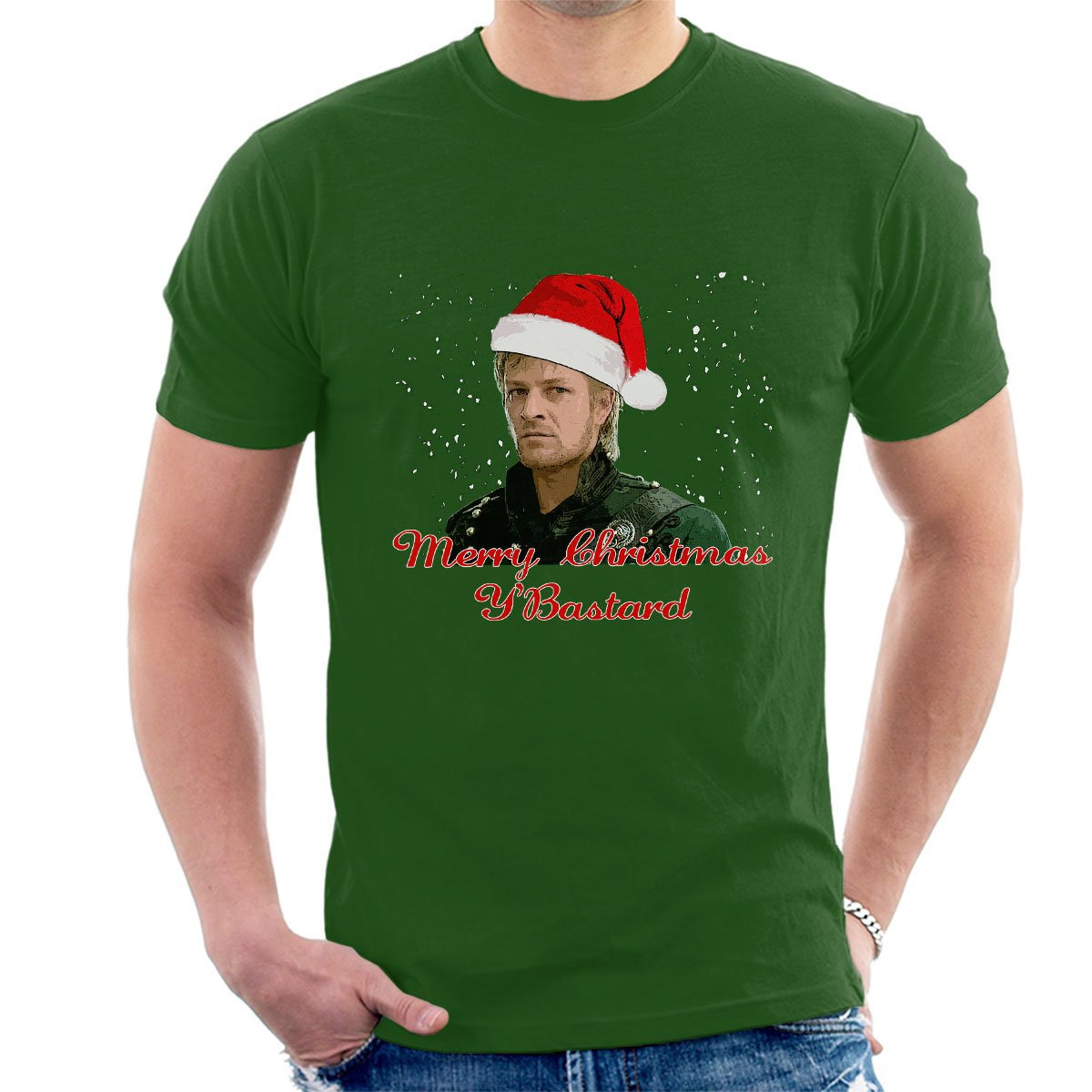 Sharpe Merry Christmas Bastard Sean Bean Men's T-Shirt Bottle Green