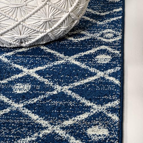 Image of JONATHAN Y Aksil Moroccan Beni Souk Navy /Cream Indoor Area Rug, 3x5, Bohemian, Scandinavian, Easy-Cleaning for Living Room, Bedroom, Kitchen, Pet Friendly, Non-Shedding (MOH208G-3)