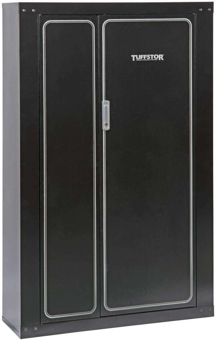 American Furniture Classics Gun Security Cabinet 16 Gun Metal Security Cabinet with Two Doors & 3 Pt. Locking System