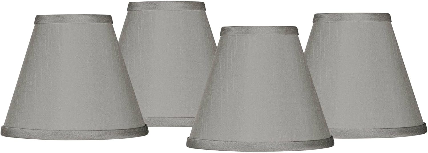 Set of 4 Hardback Empire Lamp Shades Blue Faux Silk Small 3" Top x 6" Bottom x 5" High Candelabra Clip-On Fitting - Possini Euro Design