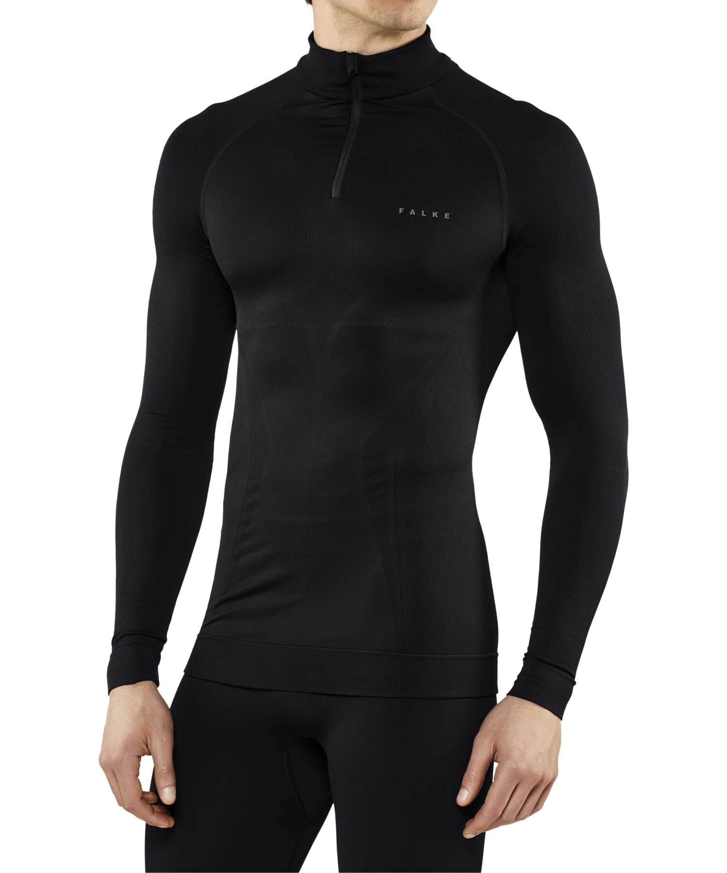FALKE Men's Maximum Warm Tight Fit Longsleeved Zip Base Layer, 1 Piece