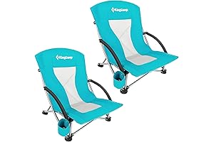 KINGKAMP Low Folding Beach Chairs for Adults