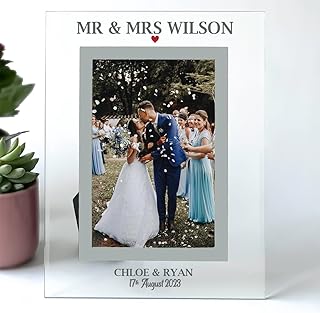 Wedding Gifts For Couples, Personalised Wedding Day Photo Frame, Mr and Mrs Picture Keepsake Gift For Mr and Mr or Mrs and Mrs 6x4 or 7x5