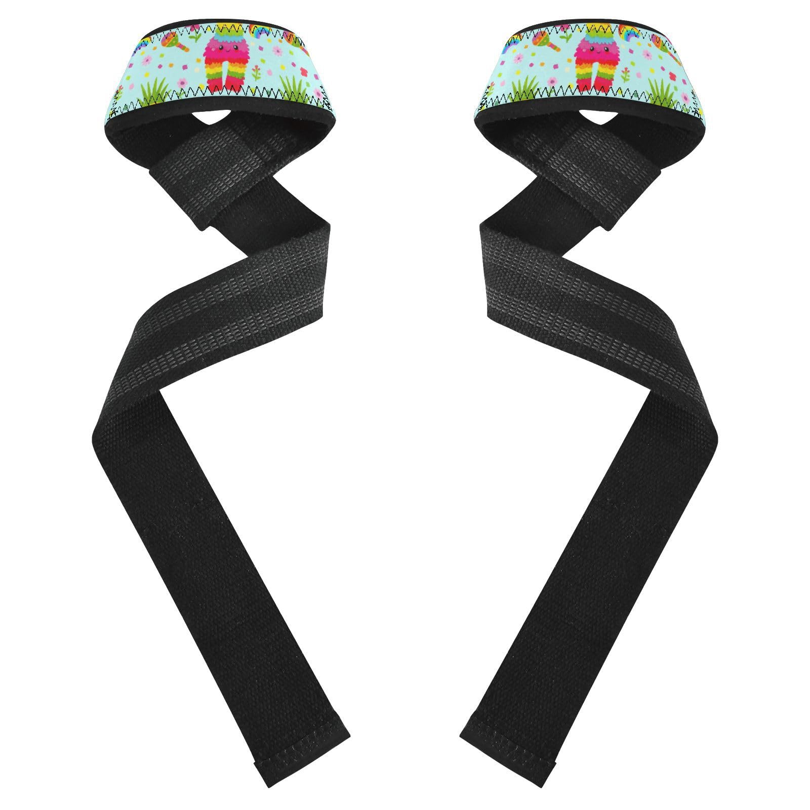 STAYTOP Cute Cartoon Pineapple Wrist Straps for Weightlifting,Lifting Straps with Neoprene Cushioned Wrist Padded and Anti-Skid Silicone for Strength Training,Bodybuilding,Deadlifting