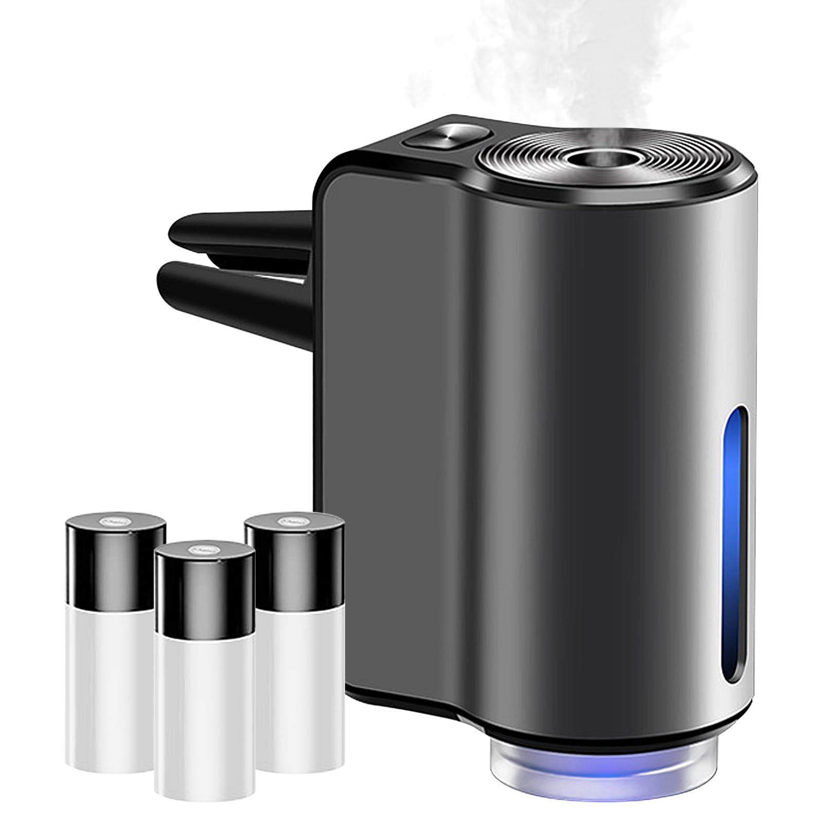 Électrique Diffuseur Voiture 3 Modes, Diffuseur Parfum Voiture avec 3 Parfums (Colognee/Chanell/Hiltonn), Atomiseur Ultrasonique On/Off Automatique, USB Désodorisant Voiture pour Voiture(Gris)