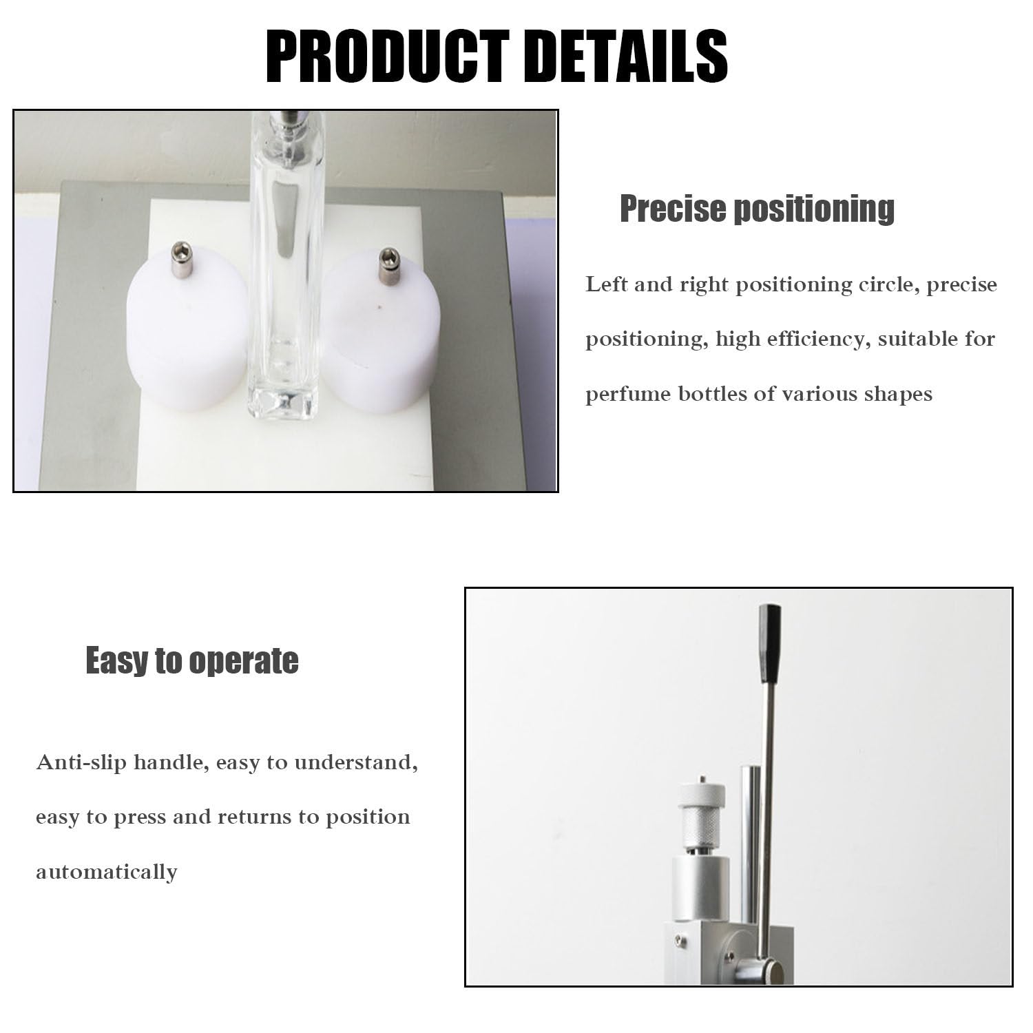 Tappatore Manuale per Bottiglie di Profumo, Tappatrice per Sigillare Bottiglie Profumo da 13-20 Mm, Aggraffatrice per Bottiglie Regolabile, Imbottigliatrice Professionale, per Profumo,15mm