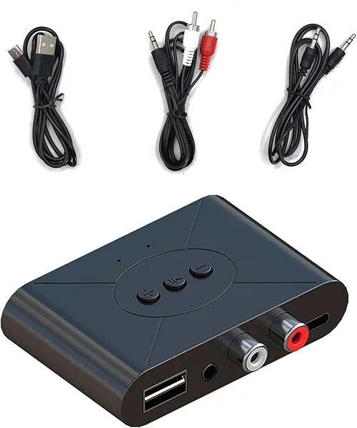 Bluetooth 5.3 Audio Receiver Wireless RCA Bluetooth Adapter for Stereo Wireless Audio Receiver/USB Flash Drive/NFC One-Touch Connection for Car Speakers and Headphones