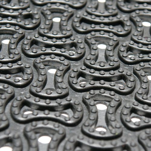 Rubber-Cal 03-236-Dr"Durascraper Drainage" Commercial Rubber Door Mat, 3/8" Thick X 24" X 36", Black #TOP4