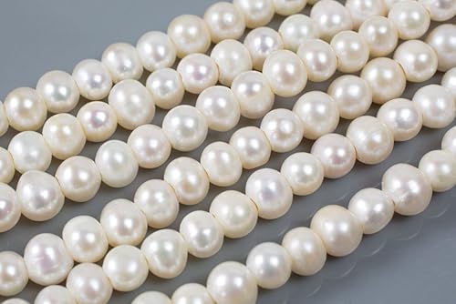 Miniatura 7 de Adabele 1 hebra real natural AA grado patata redonda blanca cultivada agua dulce perlas sueltas 0.276-0.315 in para fabricación de joyas 14 pulgadas