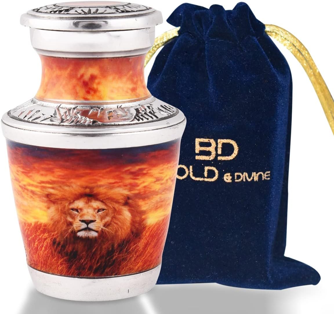 BOLD & DIVINE Keepsake Urns - Mini Decorative Urns for Human Ashes (Set of 4 Lions)