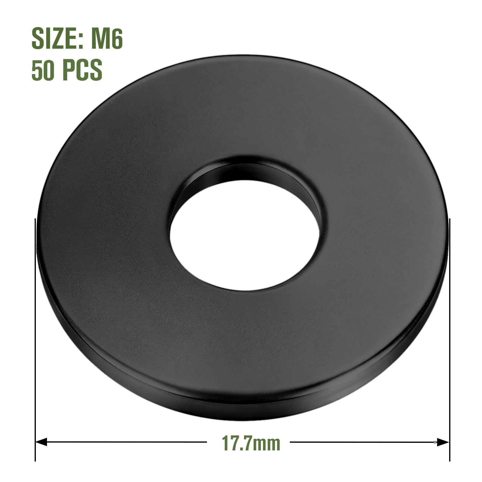 M6 Stainless Washers - 50 Pack, Black Finish -2