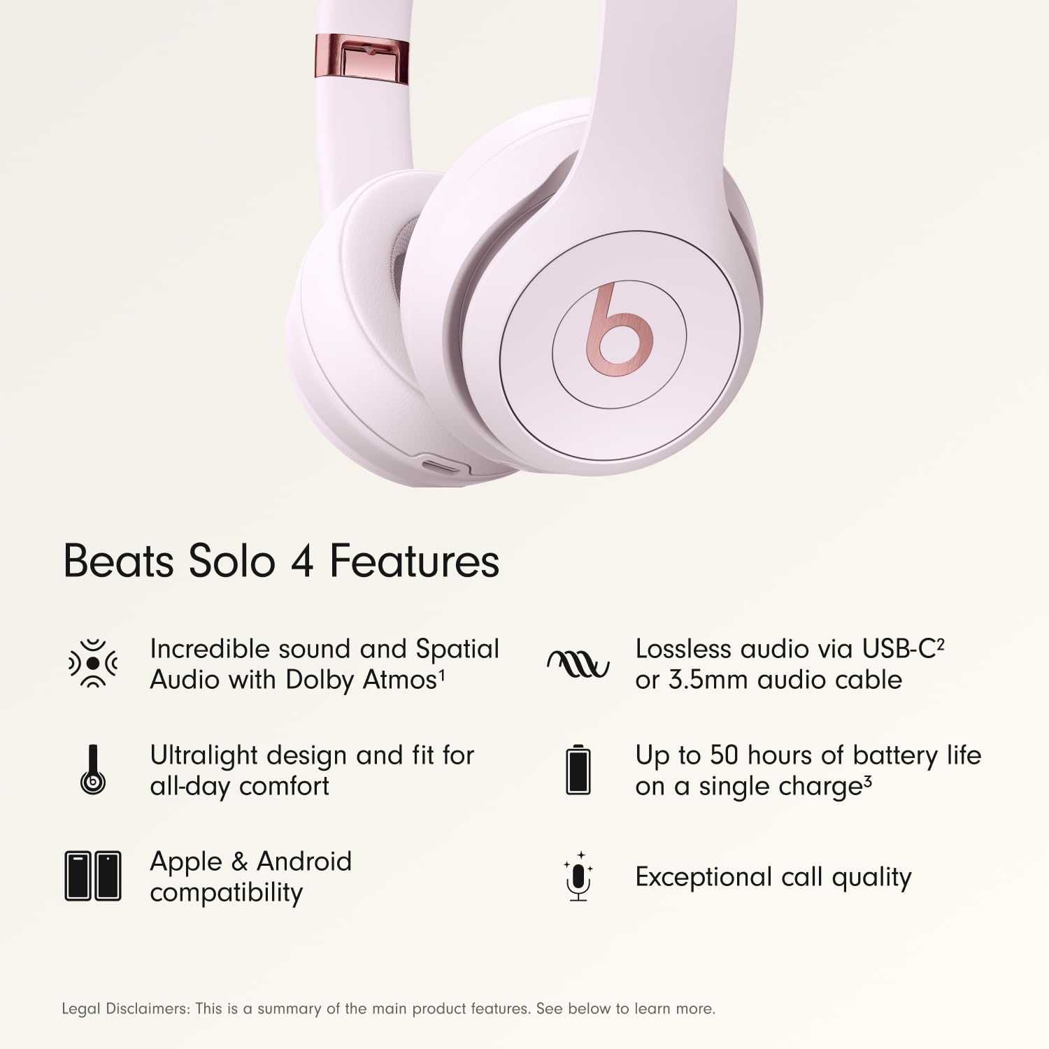 Solo 4 Cloud Pink Wireless On-Ear Bluetooth Headphones - Dettaglio