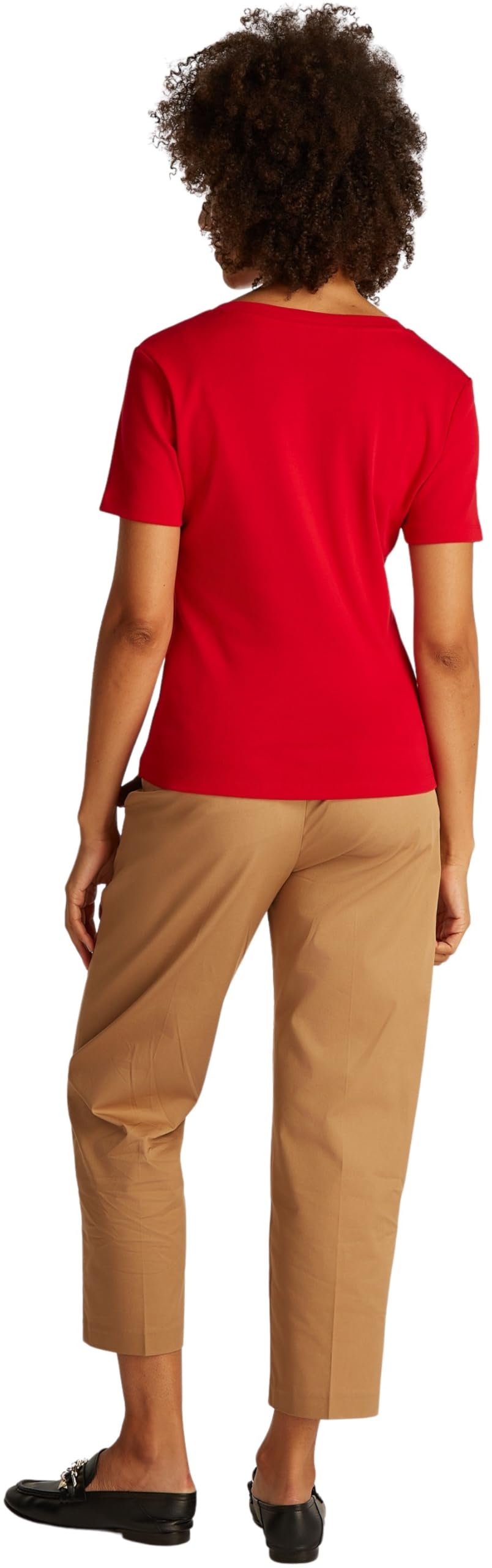 Tommy Hilfiger Damen T-Shirt Kurzarm New Slim Cody mit V-Ausschnitt, Rot (Primary Red), XXS – Ansicht 2