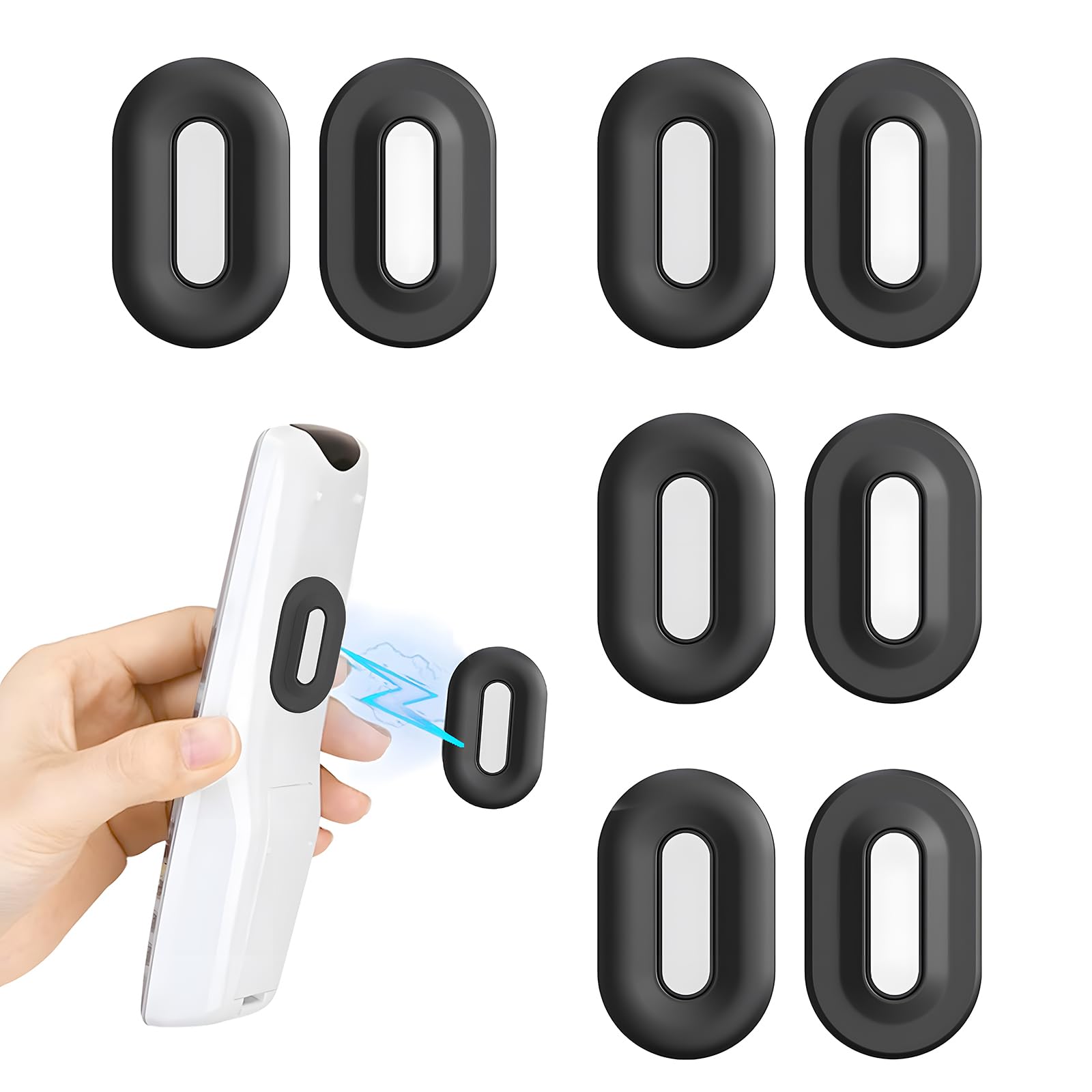 Support Mural Magnétique Pour Télécommande - Lot De 4, Installation Sans Perçage - Noir Et Blanc, Pour TV, Clim, Ventilateur - 5
