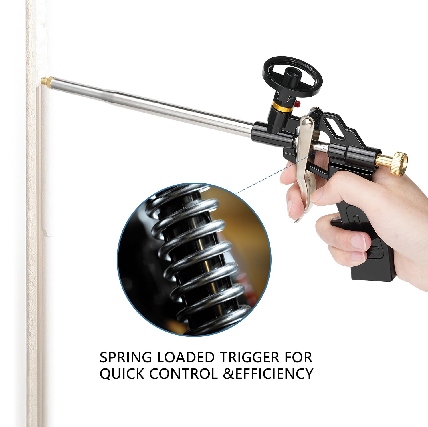 Pistola per Schiuma Professionale, Pistola Schiuma Espansa PU, Pistola per Schiuma Poliuretanica con impugnatura ergonomica, non serve detergente, per Sigillare, Riempire, Casa e Ufficio