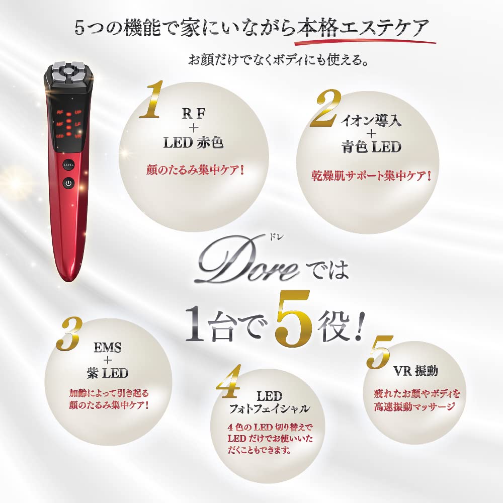 Amazon.co.jp: メンズ RF美顔器 dore ラジオ波 LED イオン導入 EMS