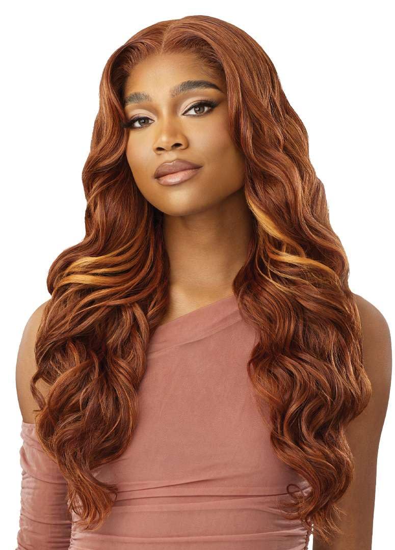 Outre 5X5 Lace Closure Wig - Human Hair Blend - Glam Curls 24" (OFF BLACK 1B)
