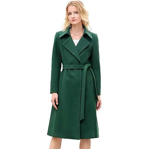 Aprsfn Women's Elegant Solid Color Mid-Length Thicken Warm Wool Blend Coat
