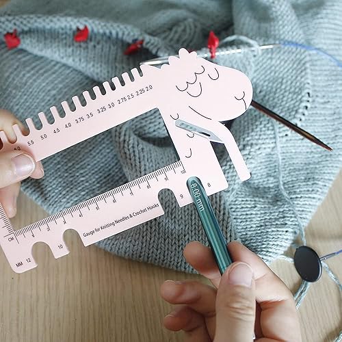 Miniatura 7 de Yarn Ave Agujas de tejer tamaño calibre gancho de ganchillo regla de medida DIY accesorios de tejer (lila)