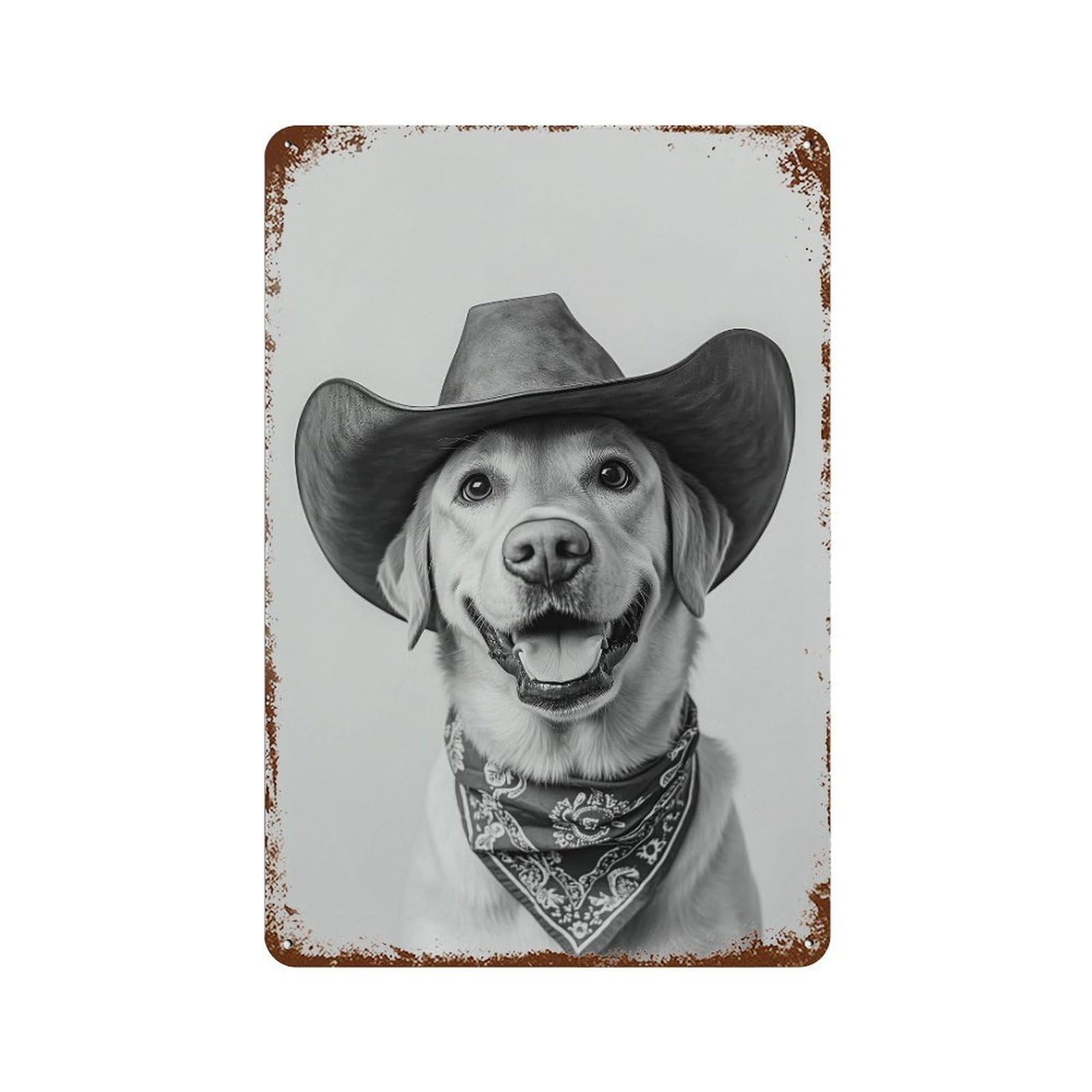 xiaoxiaoshen Labrador Cowgirl Hat Print Wall Decor Art Metal Tin Poster Modern Home Decor Art Home Bar Shop Decorations Vintage Sign 30x20cm