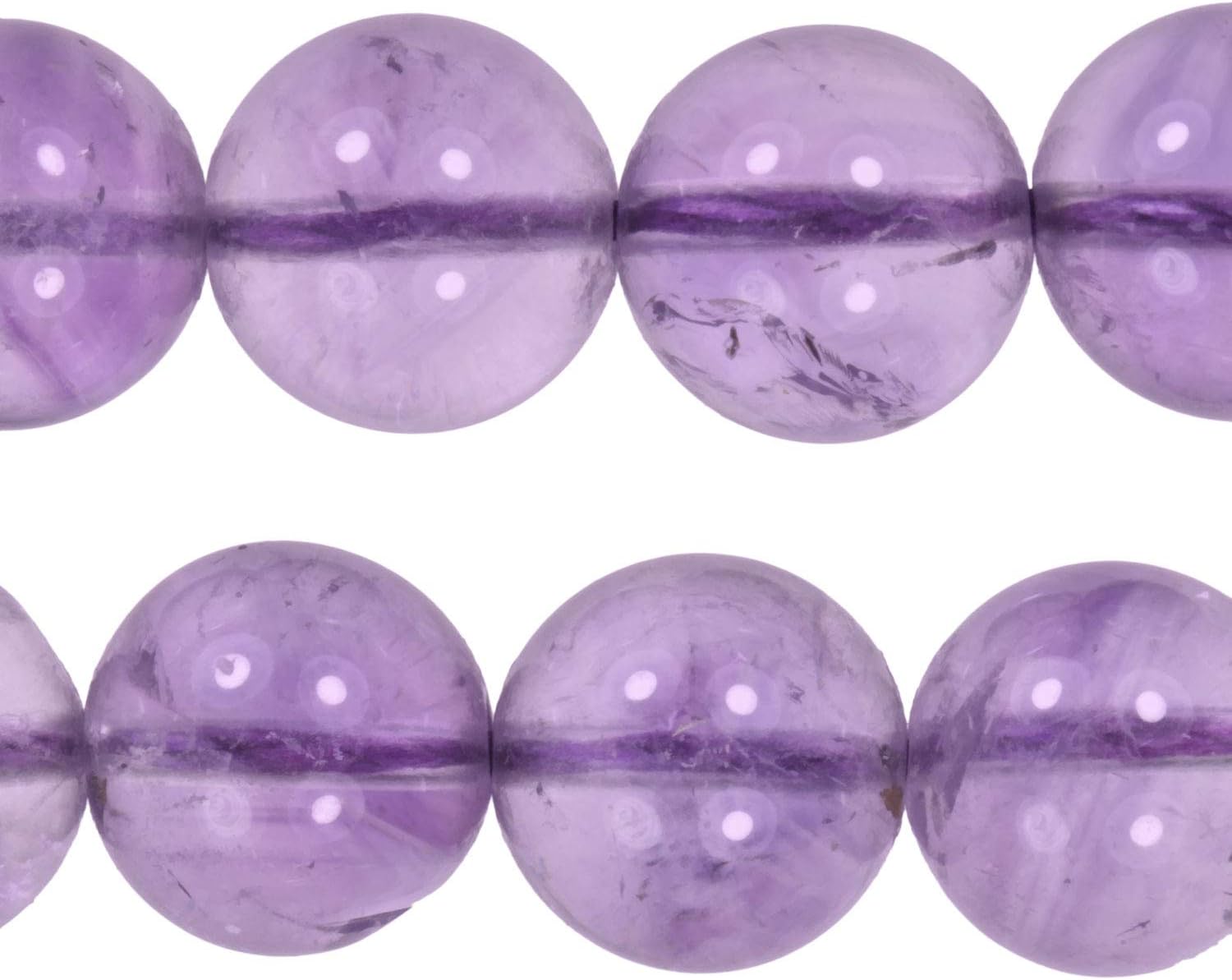 uGems Amethyst 10mm Round Smooth Beads Light Purple Strand 15.5"