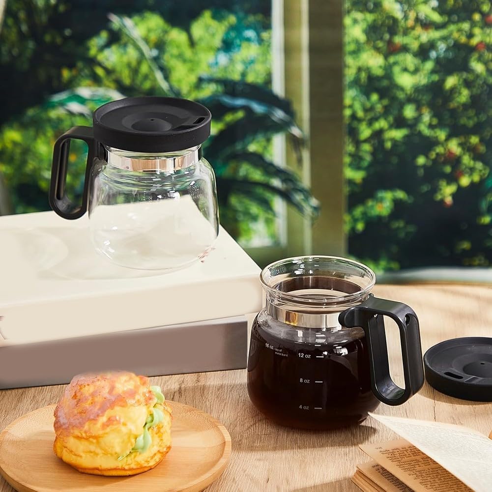 Taza de café de vidrio de 16 onzas con tapa de viaje y popote, taza de café resistente al calor para bebidas calientes y heladas, vaso de gran capacidad de 4.3 x 4 pulgadas para oficina