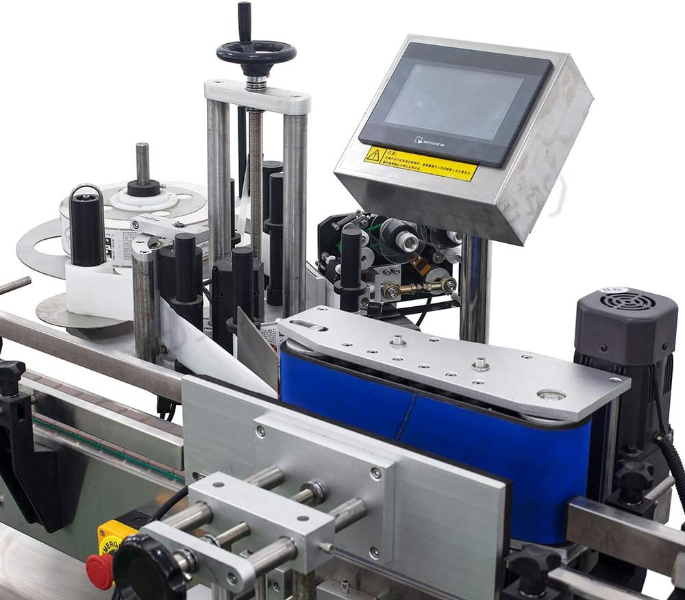 Close-up view of the MT-200 machine's control panel and labeling head.