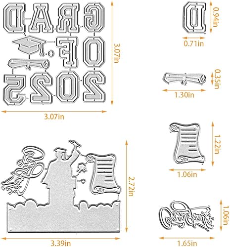 Miniatura 2 de 14 troqueles de palabras de graduación 2023 para hacer tarjetas, troqueles de corte de sombrero de graduación, felicitaciones, clase de graduación