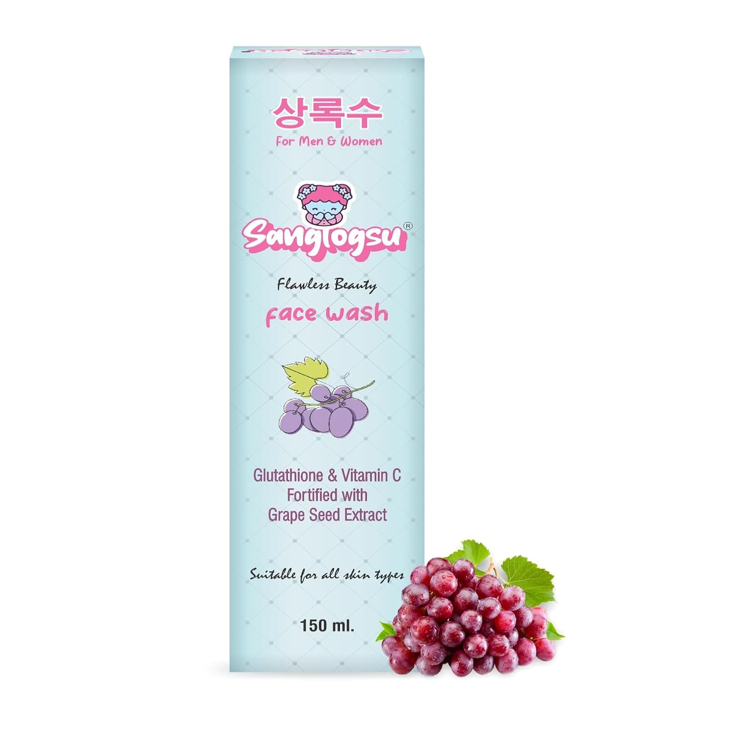 SANGLOGSU VITA GLOW SKIN CARE Korean Foam Cleanser, Brightening Herbal Face Wash, Deep Cleans Pores, Anti-Acne, All Skin Types, Soap, 150 Grams