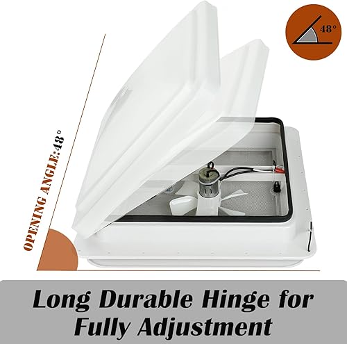 Miniatura 5 de Cubierta de ventilación de techo para caravana de 14 pulgadas, color blanco, universal, con ventilador de 12V para techo de caravana, aspas de 6