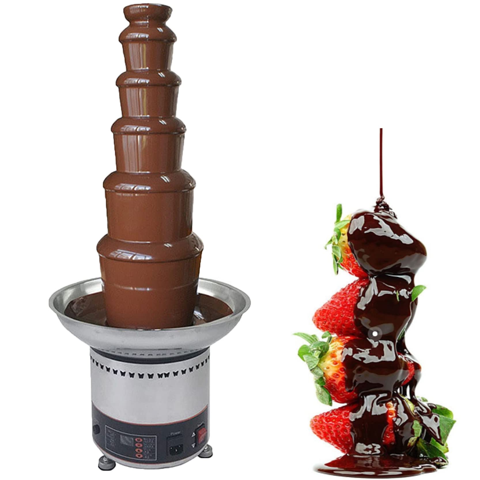 YNIYUJKL Chocolate Fondue Fountain, 4-7 Tiers Fondue Cheese Butter Heating Melter Heating Fondue Machine Chocolate Fountain Adjustable Temperature, For Chocolate Candy Butter Chee