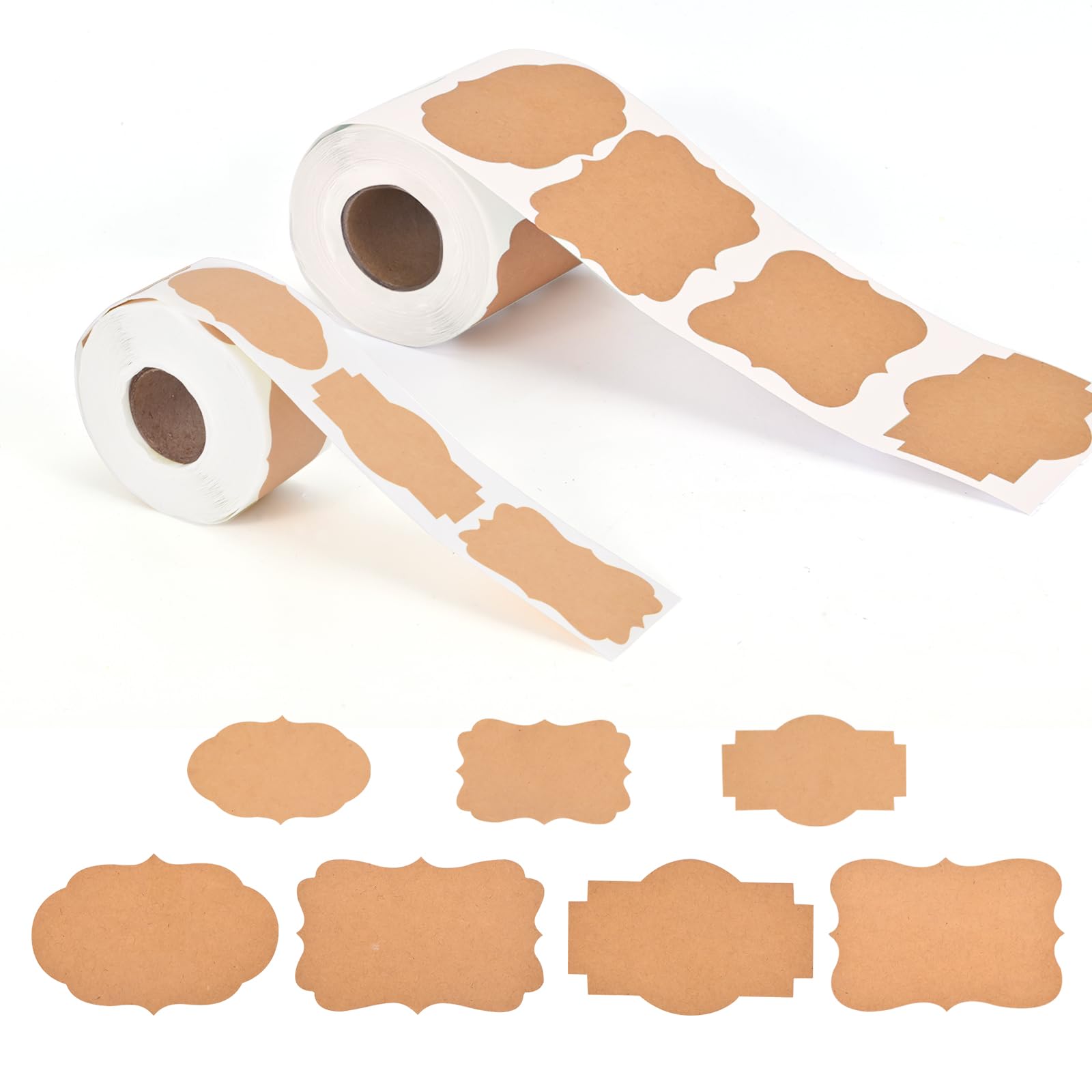 500 Pcs Christmas Gift Tags Name Label Stickers, 2 Different Sizes 2"*3" and 1.2 * 2" Self-Adhesive Brown Kraft Labels Stickers for Xmas Presents