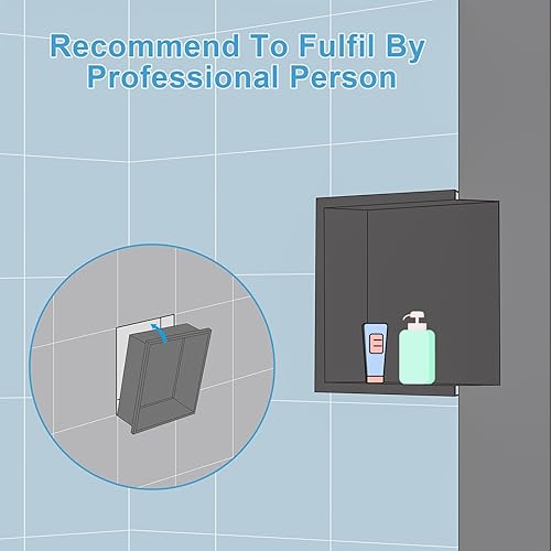 Miniatura 7 de Nicho de ducha de acero inoxidable, 12 x 24 pulgadas, estante doble de acero inoxidable, decoración rectangular, para baño, nicho de pared, jabón,