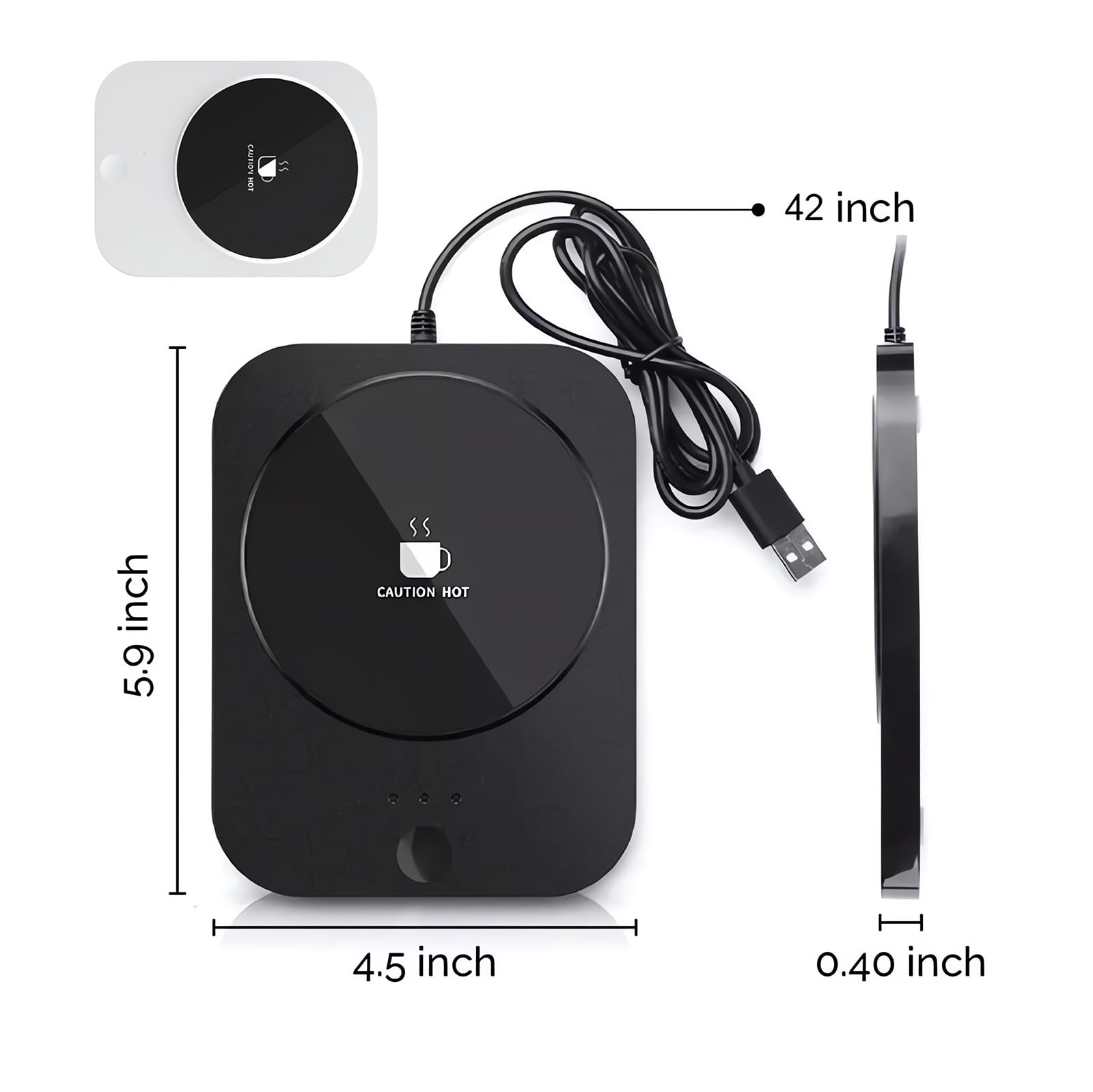 Podgrzewacz do kubków USB na biurko w Wielkiej Brytanii, 3 ustawienia temperatury i automatyczne wyłączanie 8H, podgrzewacz świec do podgrzewania kawy, mleka, herbaty i świec (czarny garnitur A)