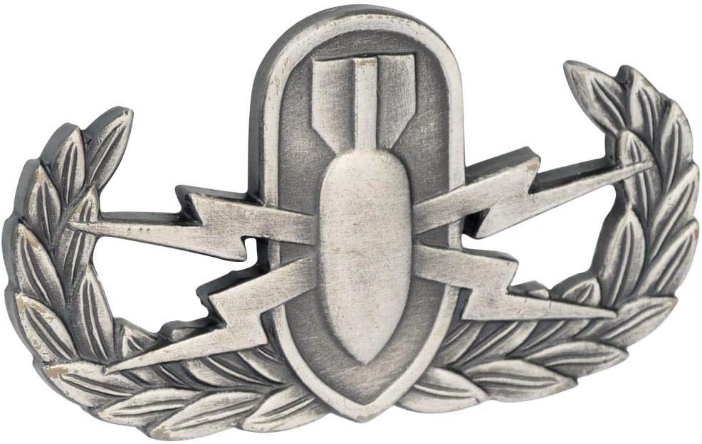 Army Explosive Ordnance Disposal EOD Badge Full Size Sil/Ox finish