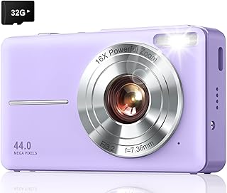 Lecran デジタルカメラ デジカメ 4400万画素 1080P動画撮影 オートフォーカス AF機能 HDカメラ 手ブレ補正 2.4インチIPS画面 軽量 携帯便利 USB C充電 紫