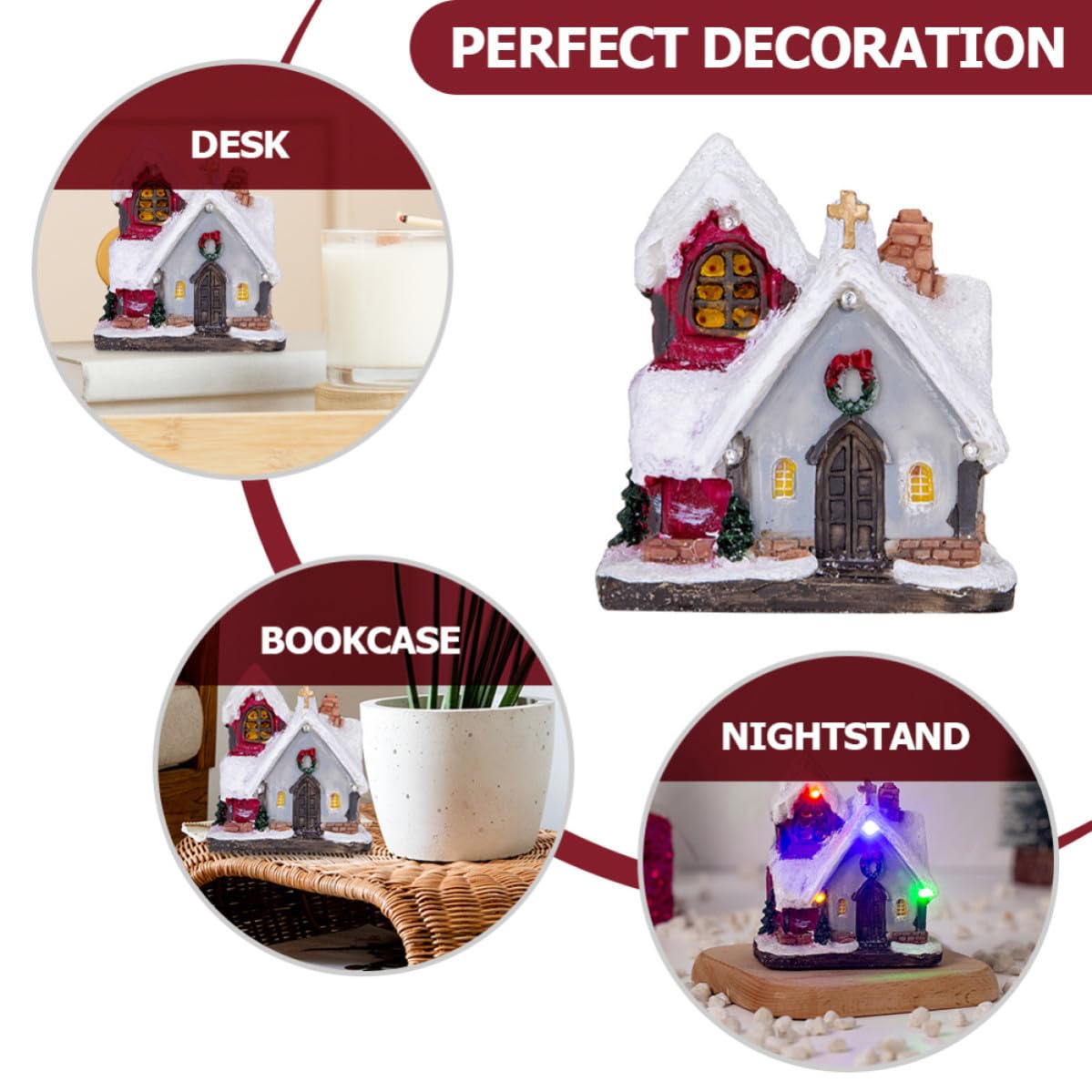 Didiseaon 5 Piezas Casa Navideña Iluminada de Resina para Mesa, Decoración