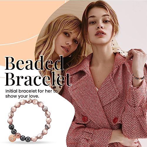Image of Btysun Initial Bracelets for Women, Graduation Gifts for Daughter Her Teen Girls Gifts Trendy Stuff Stocking Stuffers Letter A-Z Beaded Bracelet Sister Mom Birthday Gift Female Christmas Jewelry