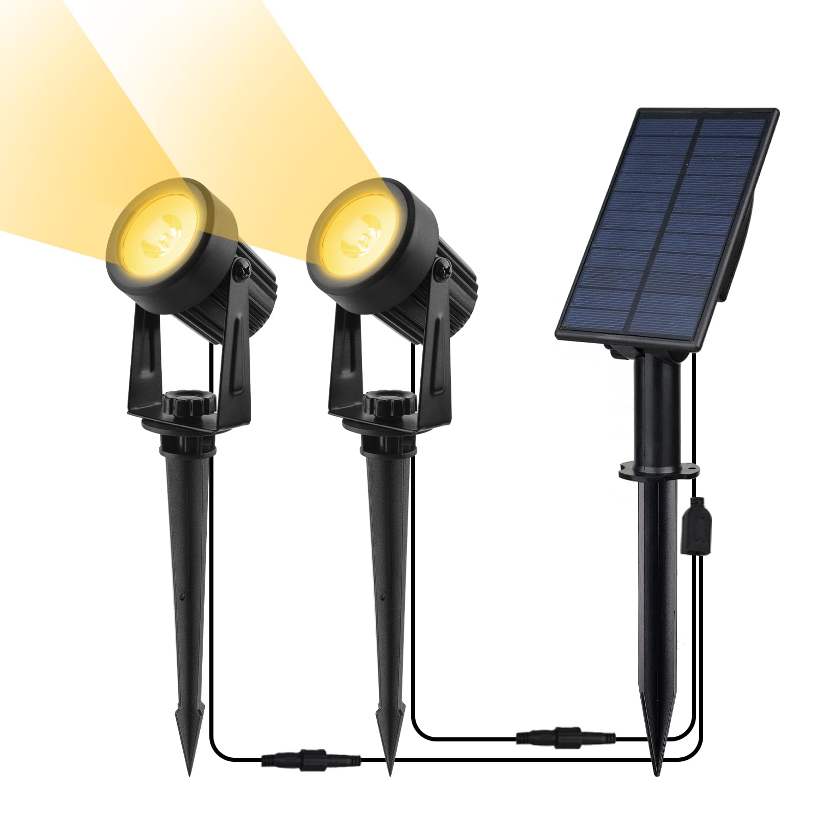 Solar Spot Lights Outdoor 3000K Warm White Uplighters Waterproof Landscape Lamps for Garden Yard Lawn Path (2 Lights)-image-36