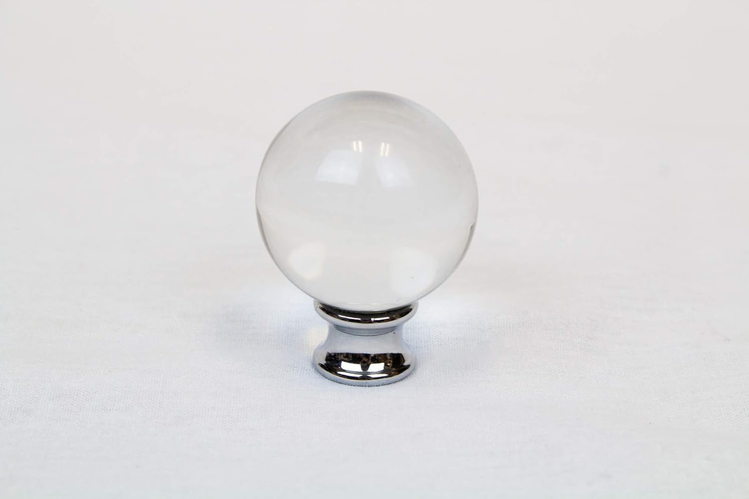 Crystal Glass lamp Finial (Set of 2) - Round Ball Shape, Chrome Finish Base