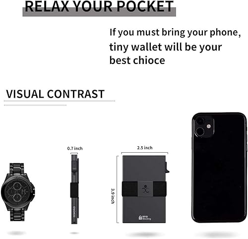 Miniatura 6 de SEMORID Slim Aluminum Card Holder Wallet for Men, Durable Expandable Backplate, RFID Blocking Minimalist Metal Pop Up Wallet with Gift Box, Holds