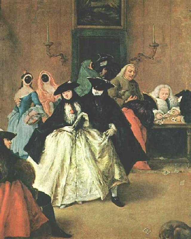 Impression sur toile le Ridotto de Pietro Longhi reproduction d'art élégante 60x90cm